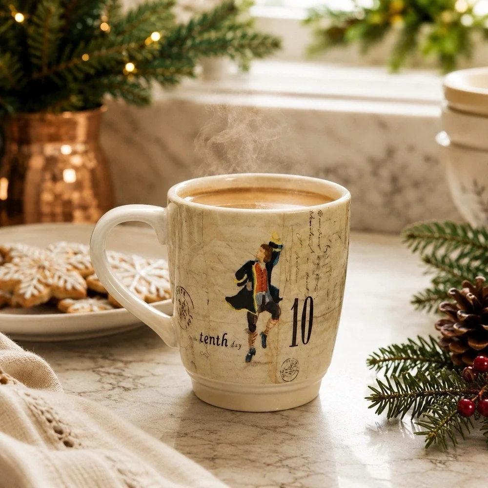 Williams Sonoma 12 Days of‎ Christmas Coffee Tea Mug Cup Day 9/ 10 Ladies Lords
